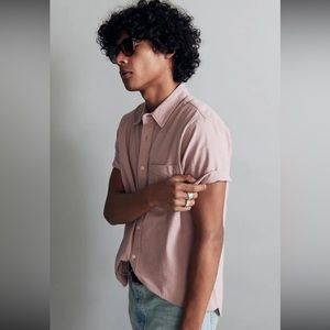 Madewell Crinkle‎ Cotton Perfect Fit Short-Sleeve Shirt Cotton Warm Thistle